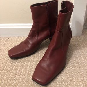 Nine West red leather booties